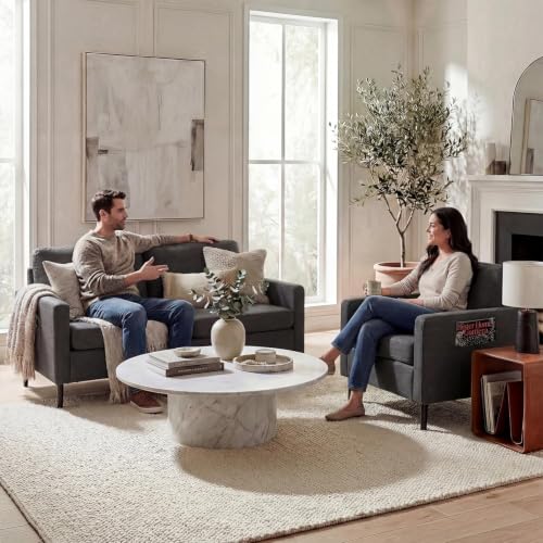 Image of STHOUYN Modern 2-Piece Living Room Set, 56 inch Grey Sofa Loveseat with USB Ports, Small Couch and Chair Set for Small Space, Apartment, Office (Grey, 1 Chair + 1 Loveseat)