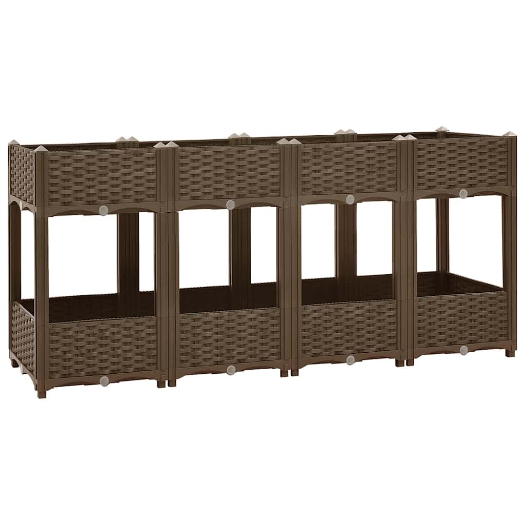 vidaXL Raised Bed Lawn Gardening Outdoor Garden Planter Pot Flower Box Pot Planting Bed Basket Vegetable Herb Grow Polypropylene Brown — image 1