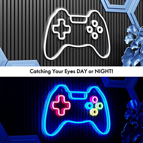 Cisteen Game Neon Sign, Gamepad Shape LED Neon Light Signs with Acrylic Board, USB Powered Game Room Decoration Wall Light - Image 2