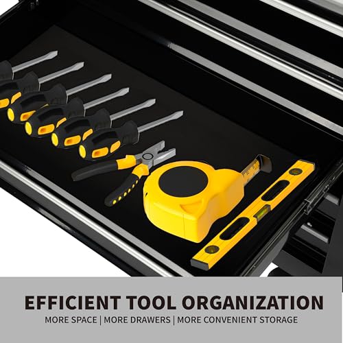 Maxority 7-Drawer Heavy-Duty Rolling Tool Chest Cabinet with Lock Mobile Cart for Garage & Workshop, Black - Thumbnail 5