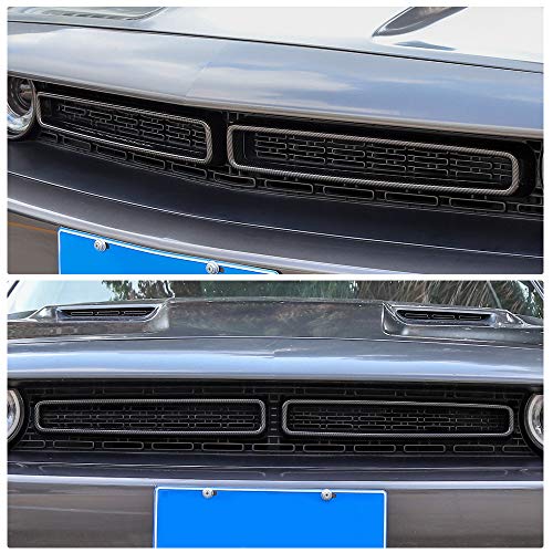 Jecar Grille Inserts Abs Grill Cover Trim Kit Exterior Accessories Compatible With Dodge Challenger 2015-2023, Carbon Fiber Texture #TOP5