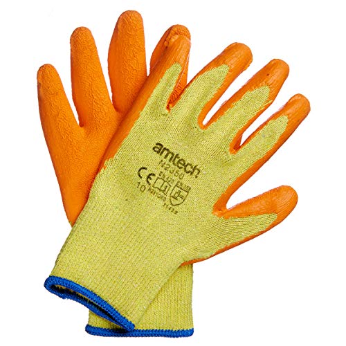 Gants latex orange Am-Tech pour protection des mains au travail