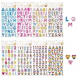 8 Sheets 320 Pcs 3D Puffy Stickers Number Alphabet Sticker Self-Adhesive Puffy Sticker Glitter Letter Stickers Colorful 3DStickers for Scrapbooking Calendar DIY Crafts