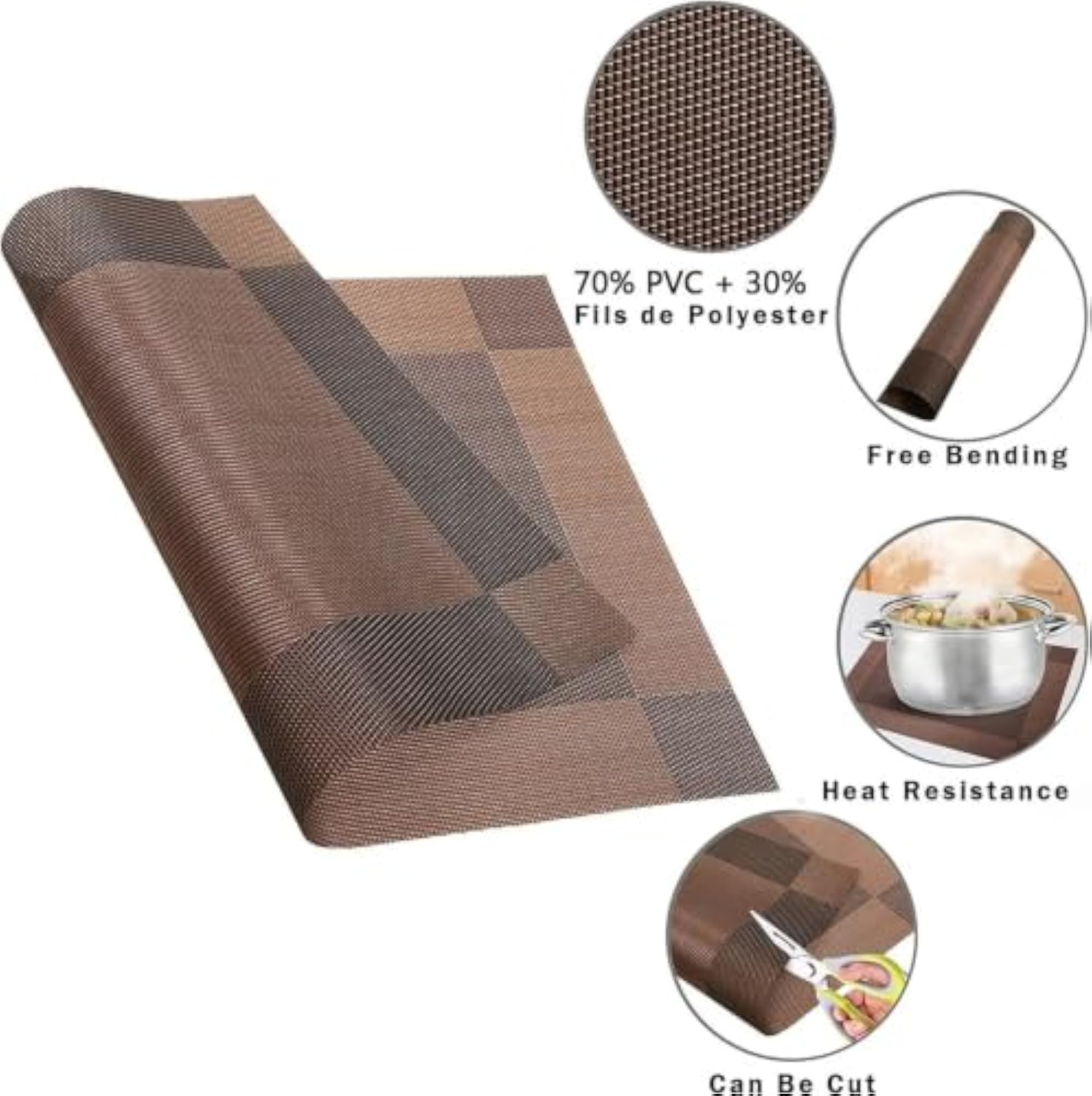 Dining Mats Table Mats PVC Placemats, Heat-Resistant