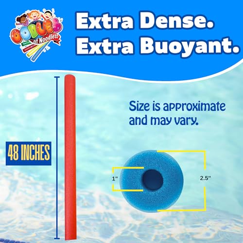 Image of Oodles of Noodles Deluxe Rainbow Swimming Pool Noodles Foam- Pack of 50 - Approx. 48 inch x 2.5 inch Multi-Purpose Foam Tubes, Pool Floats for Water Fun, Exercise, Crafts, Padding, Insulation & More