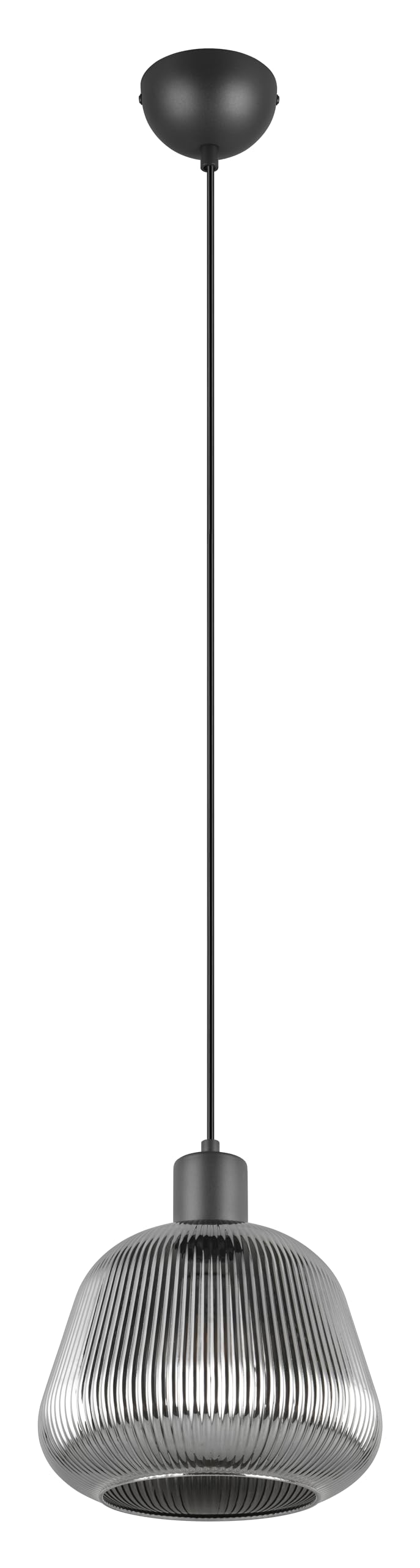 Trio Leuchten Tarifa Pendant Light 362800132, matt Black Metal, vaporized Chrome Glass, excl. 1x E27