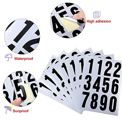 Image of Tenare 96 Pcs Vinyl Number Stickers 0-9 Reflective,3 Inch,Black in Silver