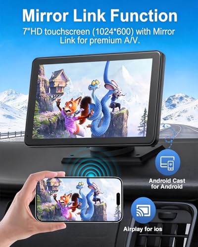 Image of Carplay Screen for Car, Upgrade 7 inch HD Wireless Apple Carplay & Android Auto Touchscreen- Car Play Screen Stereo with Backup Camera, Mirror Link /Voice Control /Music Play /GPS Navigation -for All Vehicle