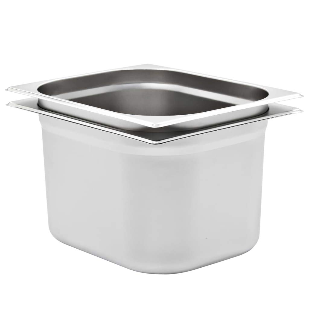 GN 1/2 - Recipiente para gastronomía (acero inoxidable, 325 x 265 x 200 mm, 12,5 L, 2 unidades, apilables, para catering, buffet, mostrador de calor, chafingdish y bain-marie)
