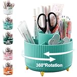 Cayxenful Desk Tidy Organiser, 360°Degree Pen Holder with 5 Slots, Multifunctional Desktop Storage Tidy Organisers for Pencil,Makeup,Office Accessoriesy(Blue)