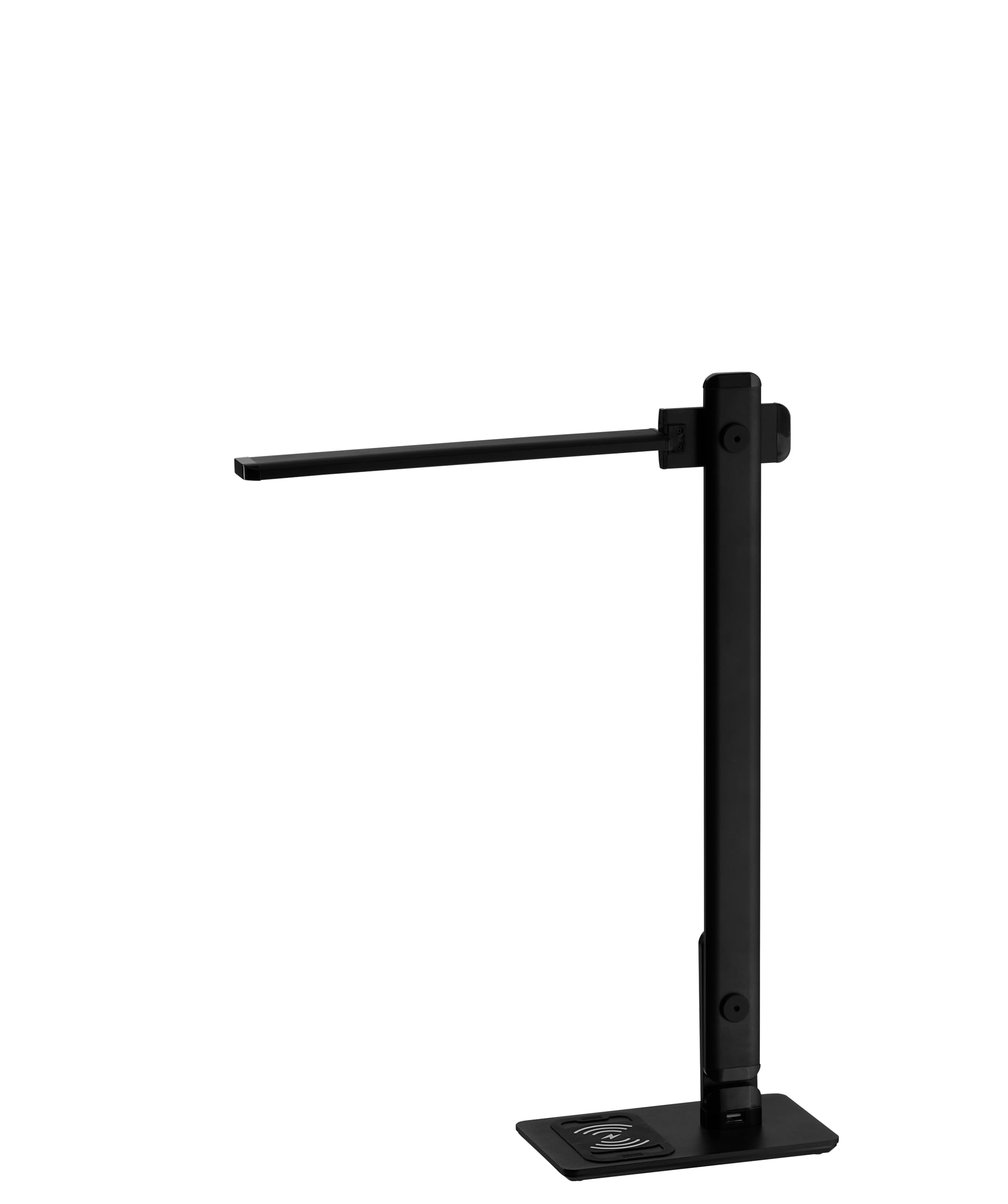 ALCO-Albert - lampa biurkowa LED z funkcją ładowania, czarna | Lampa stołowa z regulacją jasności, 3 stopniami jasności, złączem USB i funkcją indukcyjnego ładowania smartfonów