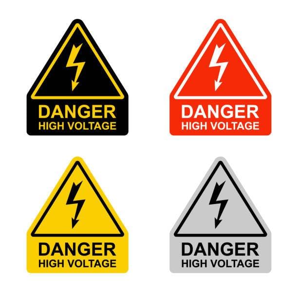4 PCS Danger High Voltage Electrical Warning Sticker – 4 Inch Vinyl Waterproof Safety Decals for Property, Work Sites, Toolboxes, Electrical Panels