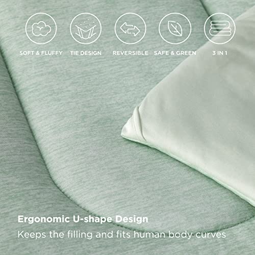 Image of Bedsure Queen Comforter Set - Cooling and Warm Bed Set, Sage Green Reversible Bedding for All Season, 3 Pieces, 1 Queen Size Comforter (88 inchx88 inch) and 2 Pillow Cases(20 inchx26 inch)