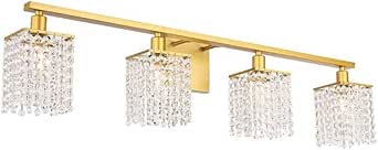 Living District Phineas 4-Light Metal Wall Sconce in Brass and Clear Crystals