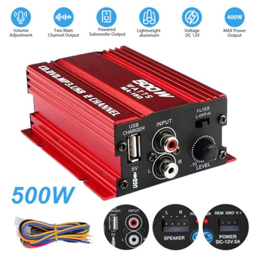 Car Amplifier 2 Channel | Car Audio Amp Small Amplifier Box,2 Channel Audio Amplifier, Car Speaker Amplifier Car Amp, Bass Boost Control Stereo Amplifier - Image 3