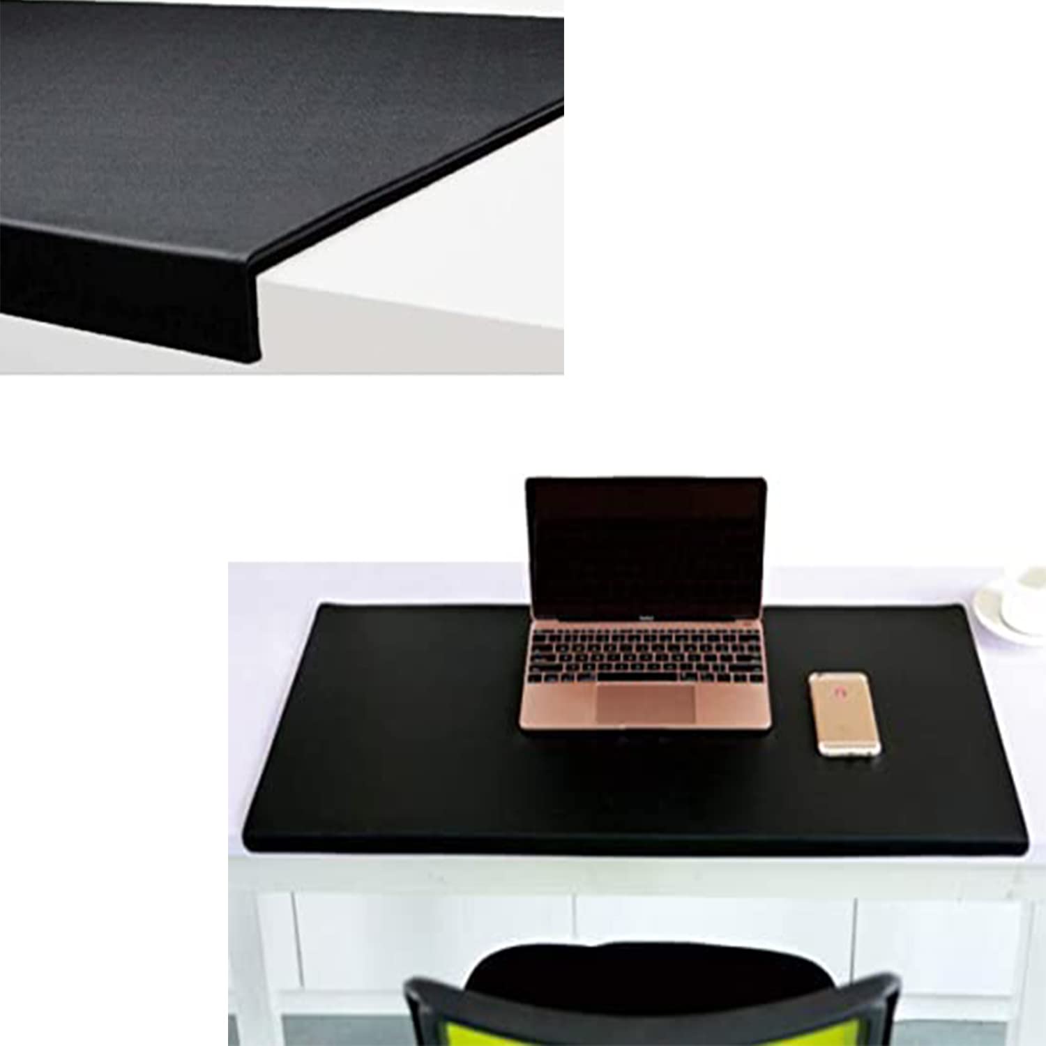 Sous-main de bureau en cuir PU avec protection des bords, tapis de clavier étanche lisse, antidérapant, résistant à la chaleur, résistant à l'huile, jaune 100 x 50 cm