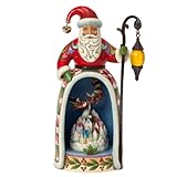 Jim Shore for Enesco Heartwood Creek Santa with Lighted Village Scene Figurine, 10-Inch