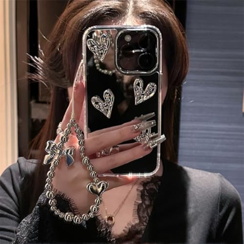 Coque iPhone 14 fille avec bracelet cœur 3D le cadeau mignon idéal