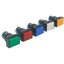 16mm Rectangular Power Push Button Switch with Lamp LA16-J-11D Self Reset Momentary Latching Fixed Lock 5 Pins LA16-J-11S Reset Momentary LatchingWhite,Momentary 6V