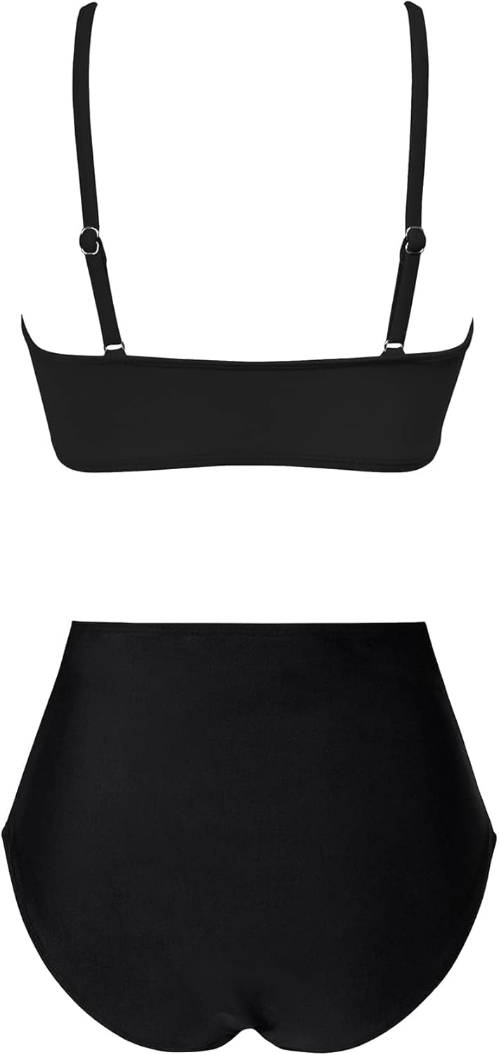 Women's High Waisted Bikini Sets Push Up Twist Front Spaghetti Straps Ruched Two Piece Swimsuit Bathing Suit - Image 4