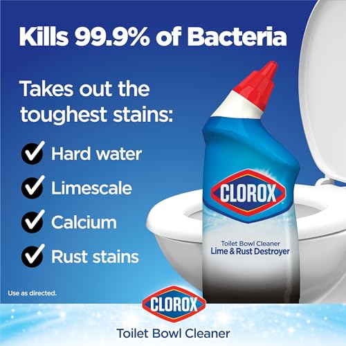 Image of Clorox Toilet Bowl Cleaner Lime & Rust Destroyer - 24 Ounces, Pack of 12 (Package May Vary)