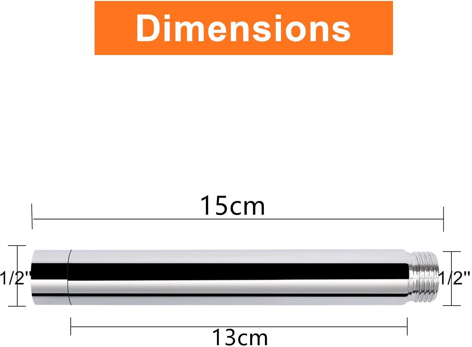 Prolunga Braccio Doccia Da 22,5 Cm In Acciaio Inox Cromato - Tubo Di Estensione Universale Per Soffione - 3