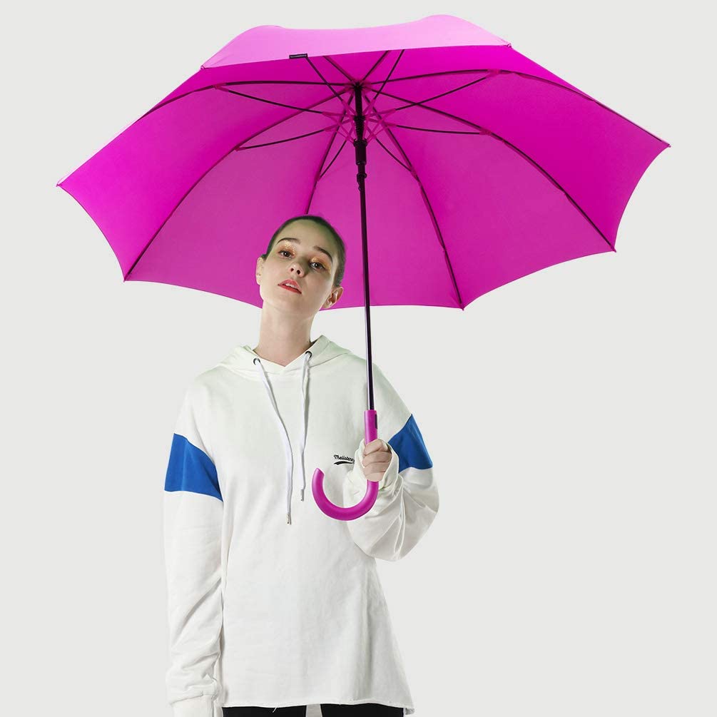 RUMBRELLA UV Stick Umbrella Auto Open UPF 50+ with J Hook Handle 50IN