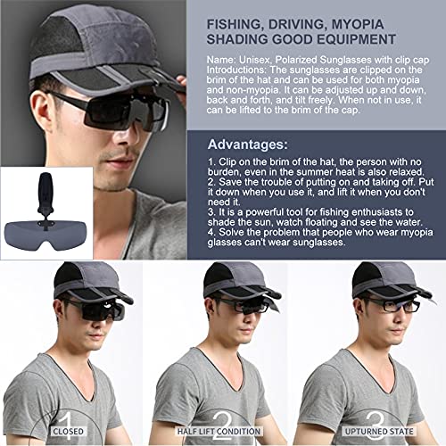 Polarized Clip On Sunglasses Fit Over Prescription Glasses UV Protection Cap Sunglasses Men or Women2