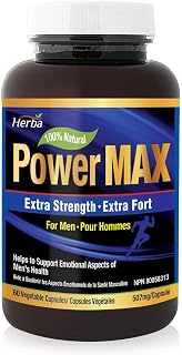 Power Max Testosterone Booster for Men - 60 Capsules | Tongkat Ali, Maca, Tribulus, Panax Ginseng and 9 Other Ingredients | Natural Testosterone Support | Product of Canada | Herba