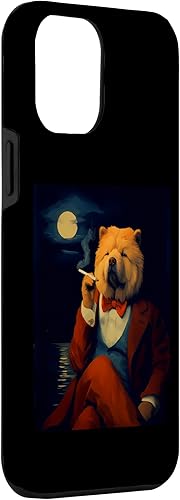 Miniatura 3 de iPhone 14 Pro Max Chow Chow Fumando, Perro Fumando un Cigarrillo, Arte Perro Divertido Caso