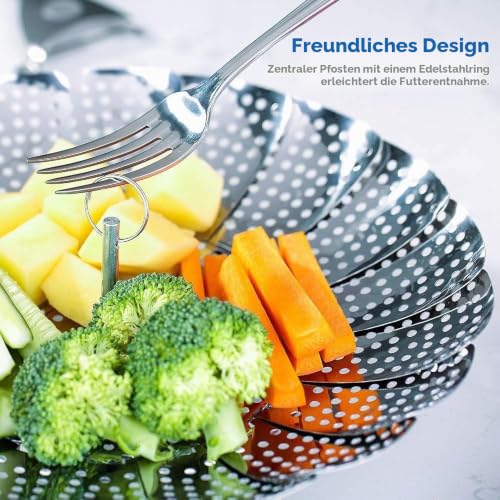 ecooe Edelstahl Dampfgarer Einstellbar Dünsteinsatz (13.8-23cm) Dämpfeinsatz für Kochtöpfe – Ansicht 4