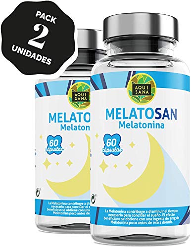 Melatonina + Valeriana + Pasiflora + Melisa - Relajante Natural para Conciliar el Sueño - Más Energía durante el Día u0096Sin Gluten y Sin Lactosa -120 Cápsulas u0096 Aquisana