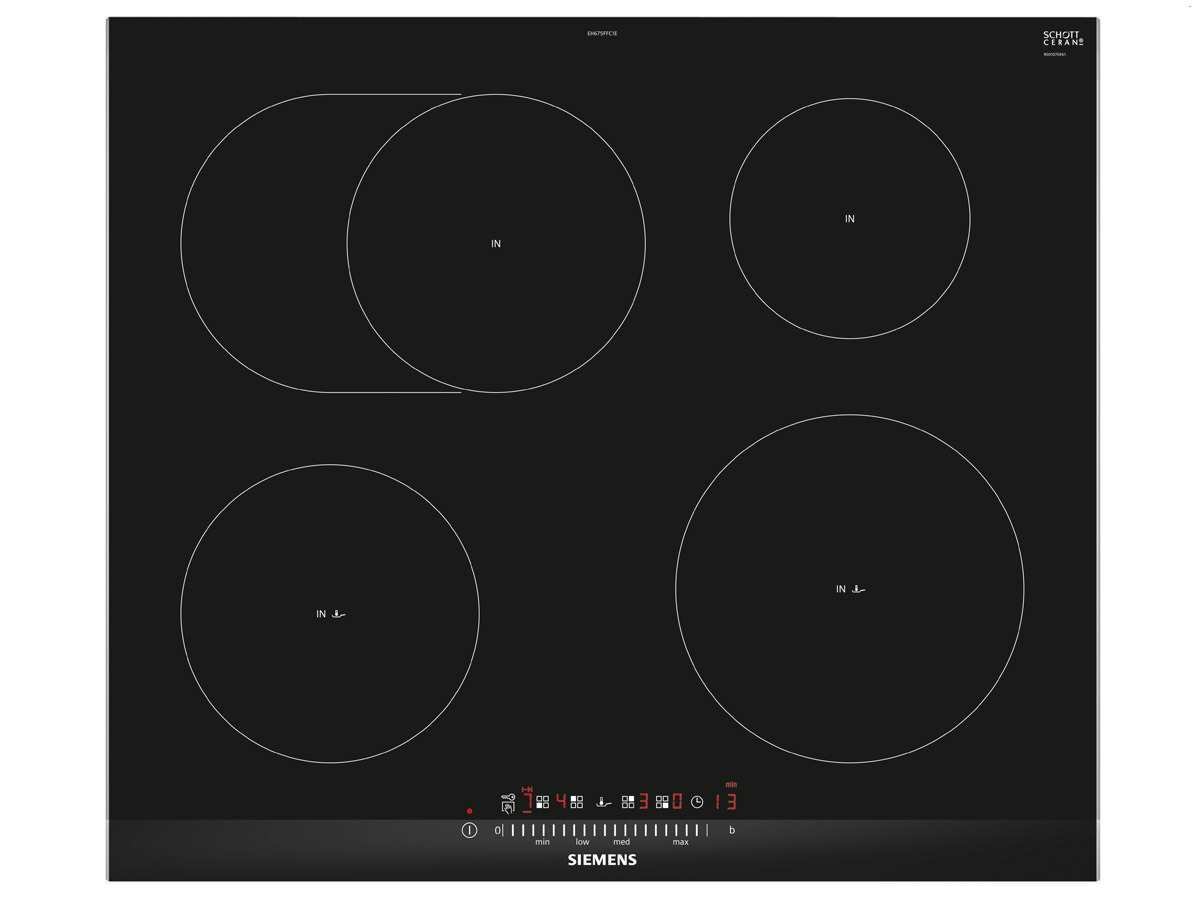 Siemens eh675ffc1e IQ300 hobs eléctrico/​vitrocerámica/​vidrio y cerámica/​60,​2 cm/​temporizador con función apagado/​Negro