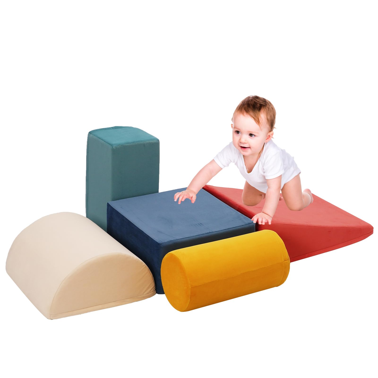 Bloques de Espuma, Juego Psicomotricidad de 5 Bloques para Pequeños, Juguetes de Construcción Pila Escalar Gatear, Suaves para Aprendizaje Temprano Habilidades Motoras, Multicolor