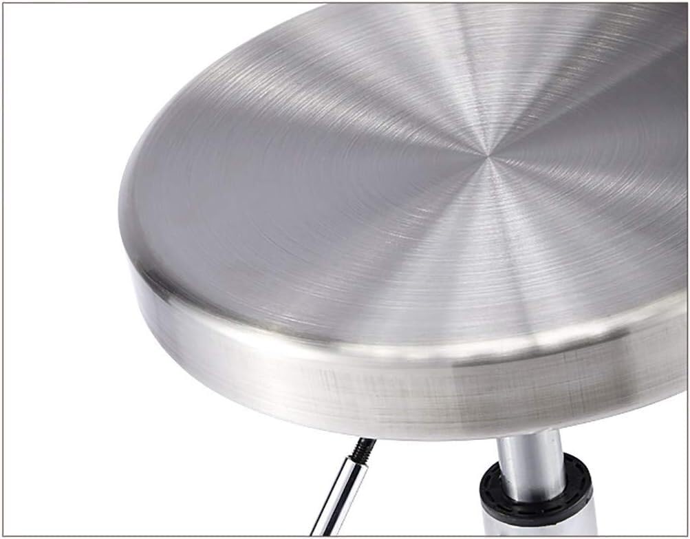 Taburete con ruedas de acero inoxidable, silla de oficina de laboratorio giratoria de 5 ruedas, taburete de maquillaje de spa elevable for salón de belleza moderno, altura ajustable 40-54 cm