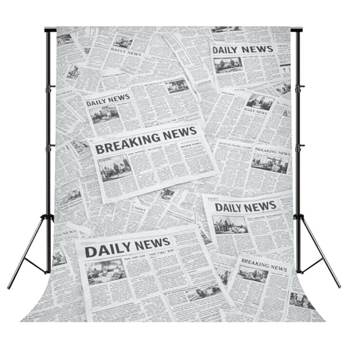 Photography Newspaper Backdrop Photography Background Vintage Newspaper Collage Black White Retro Print Texture for Photoshoot Portrait Photo Studio Video Prop Birthday Party Booth Decor 10x8ft