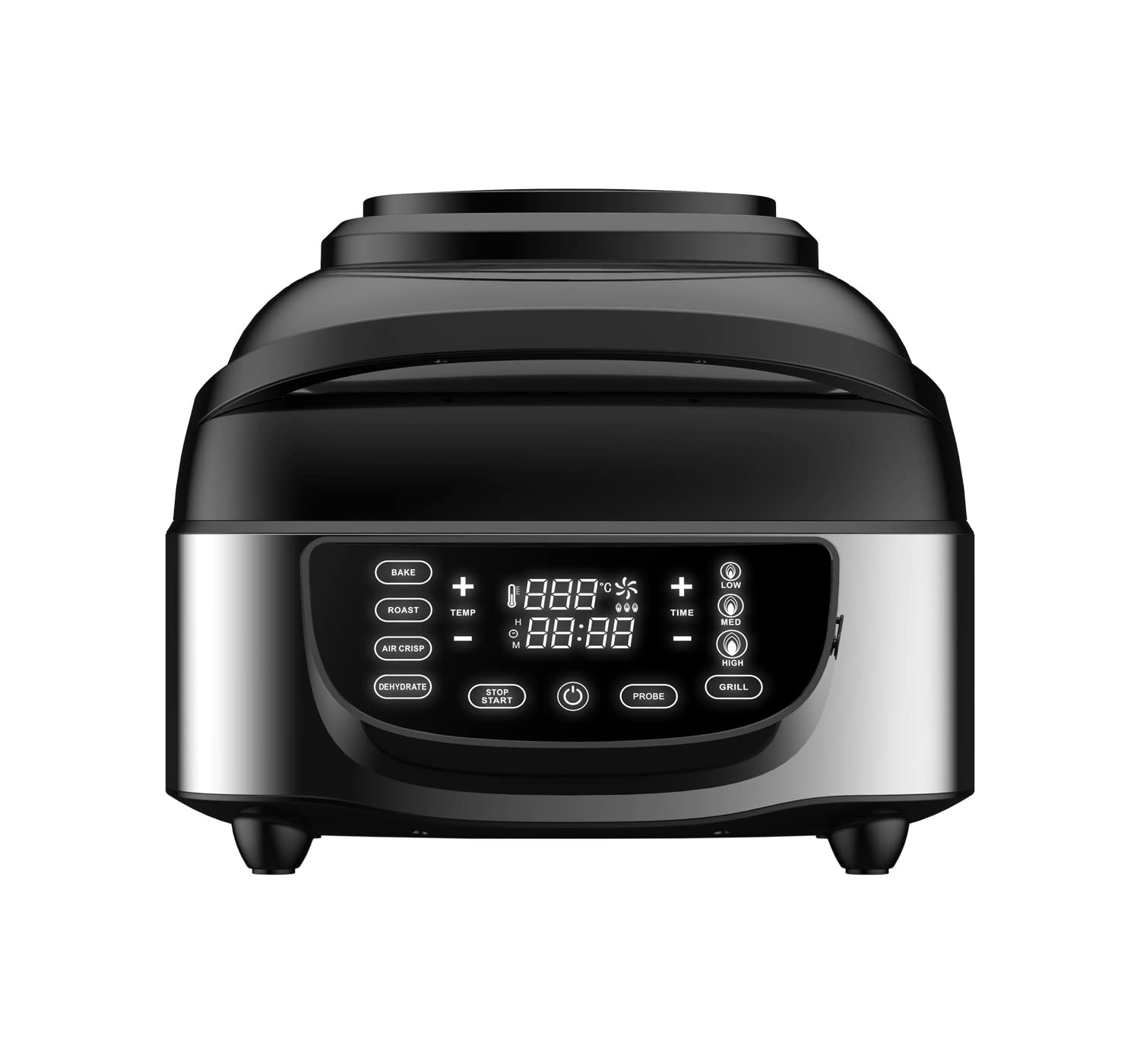 BERGNER Masterpro Indoor Electric Smokeless Grill,7 liter,1800 Watt,Digital Led Display And Multi Touch Panel,5 In 1 Function Grill,Bake,Roast,Dehydrate,Air Fry With Cyclonic Air Technology,Silver-image-6