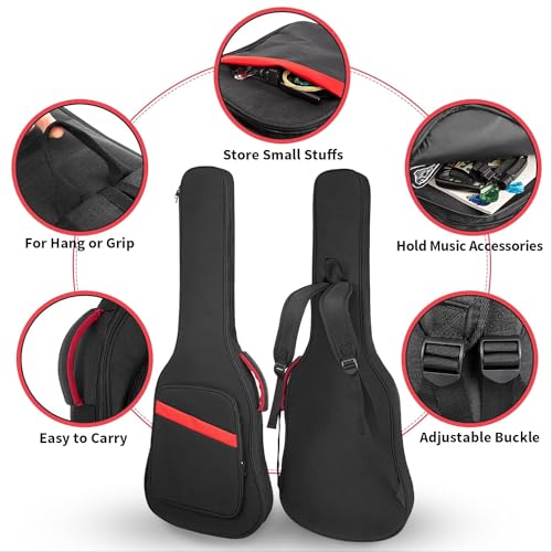 Image of Electric Guitar Bag 7mm Padding Electric Guitar Case, 39 Inch Electric Guitar Gig Bag Backpack with Neck Strap and Pockets, Black