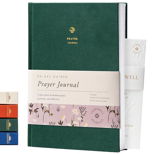 Prayer Journal for Women & Men: Guided Christian Journal with Daily Prompts, Gratitude, Intercession & Reflection | Lightwell 90-Day Prayer Practice | 218 Pages, 110gsm Paper (Forest Green)