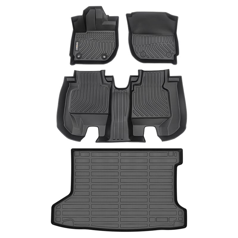 GINOWY- Floor Mats Cargo Liner Set for Honda HRV 2016-2022 FWD Models, TPE Rubber All Weather HR-V Car Mats Custom fit Anti-Slip Trunk Cargo Mat