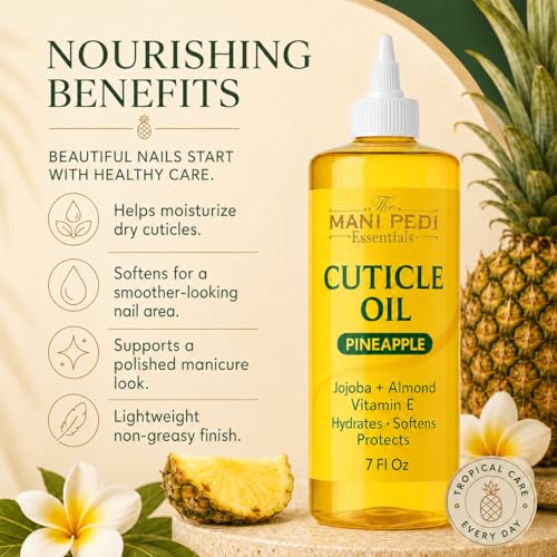 Image of Professional Cuticle Oil Refill - 207 /7 fl oz ml Bulk Pack with Precision Nozzle for Easy Refilling | Pineapple‑Scented Formula with Jojoba Oil, Sweet Almond Oil & Vitamin E | Home Nail Care.