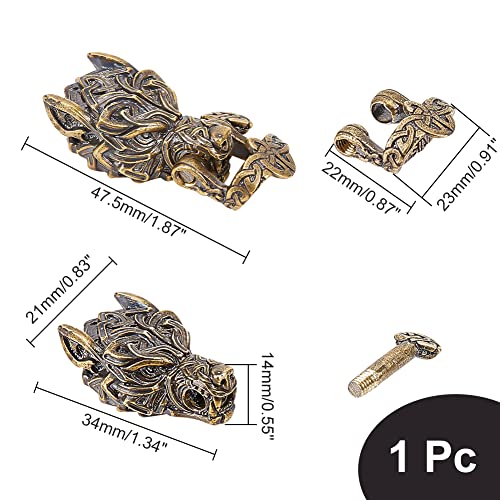 NBEADS Wolf Head Brass Buckles - Image 2