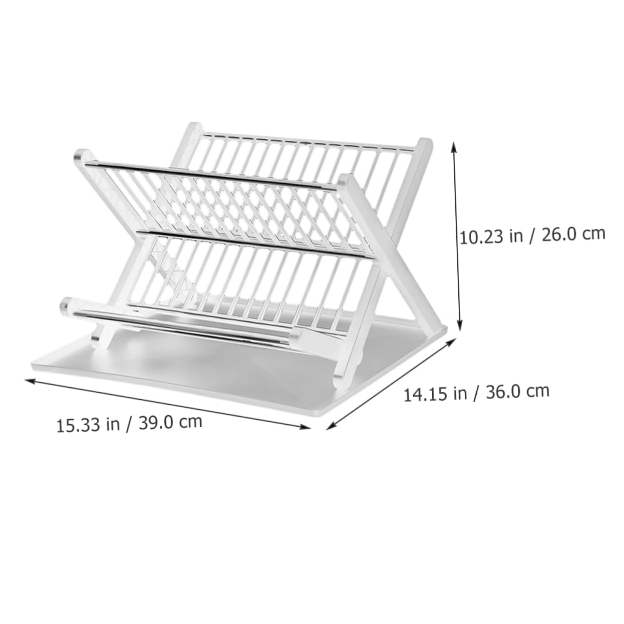 Cabilock Escurridor de Platos Plegable Blanco para Cocina Bandeja de Goteo, Diseño Fácil de Almacenar y Estructura de Acero Inoxidable para Encimeras y Hoteles
