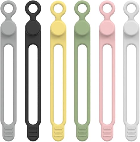 Organizador de cables de datos, bridas de silicona para auriculares, organizador de cables, lazos elásticos multiusos (6)