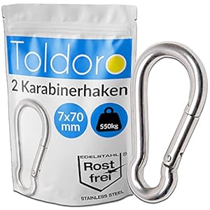 Toldoro 2X Edelstahl Karabiner 70mm V4A