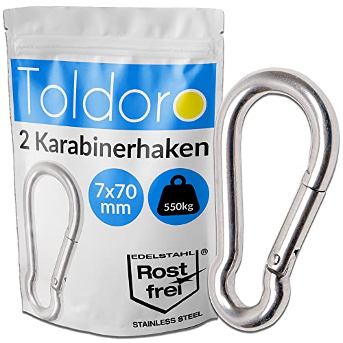 Toldoro 2X Edelstahl Karabiner 70mm V4A