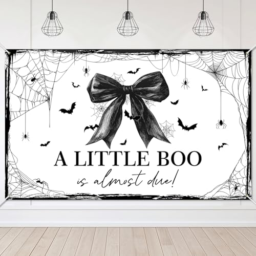 Bannière d'Halloween baby shower fille décoration toile d'araignée nœud noir et blanc