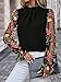 Floerns Women's Floral Embroidery Mesh Mock Neck Flare Long Sleeve Blouse Top Black M