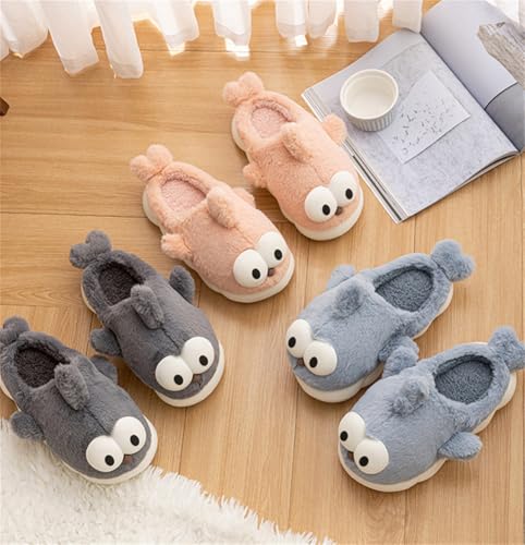 Epsion Women Men Plush Slippers Cute Animal Shark Slipper Cozy Winter Thick-soled House Shoes2