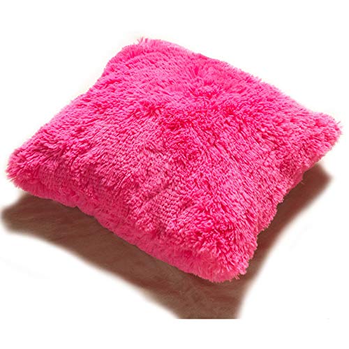 Image of Fur Cushion Pillow Cover for Set of 2 Pillow - 13x13 Inches (Pink)